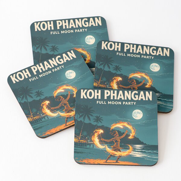 Item preview, KOH PHANGAN – Full Moon Party Retro Sunset Poster designed and sold by Spirit of Siam.