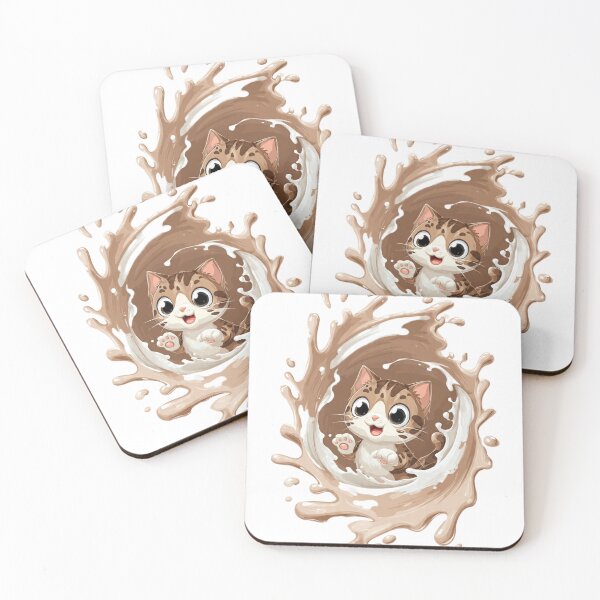 Item preview, Cute Kitten Splashing in Chocolate Milk designed and sold by Moody Vibes Studio.