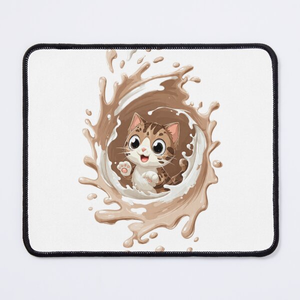 Item preview, Cute Kitten Splashing in Chocolate Milk designed and sold by Moody Vibes Studio.