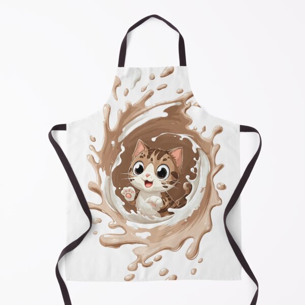 Item preview, Cute Kitten Splashing in Chocolate Milk designed and sold by Luna's World - Moody Vibes Studio.