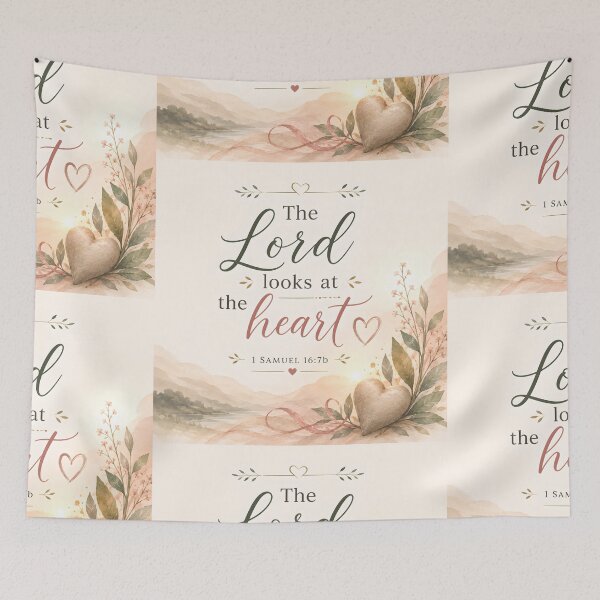 Item preview, The Lord Looks at the Heart – 1 Samuel 16:7b Floral Christian Art designed and sold by Stubblejumper Artworks.