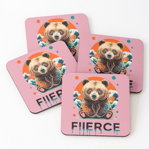 Item preview, FIERCE Tattoo Bear - Cute Humorous Ukiyo-e Japanese Wave Art designed and sold by Structure-Blue.