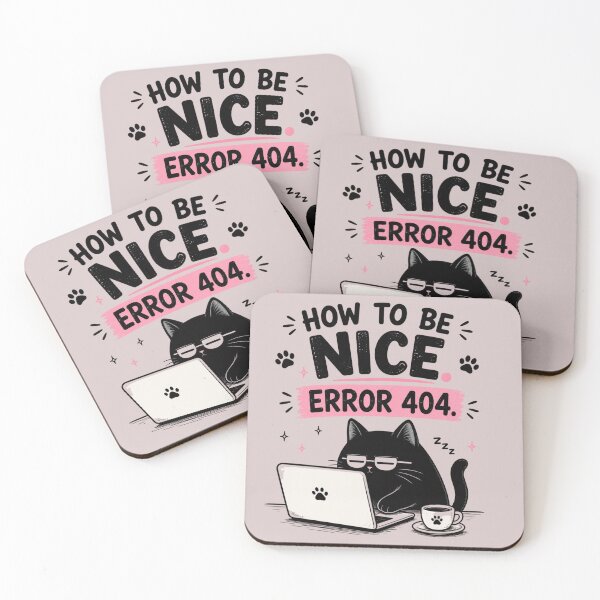 Item preview, How To Be Nice Error 404 Funny Black Cat Laptop Sarcastic Tech Humor Art designed and sold by PrintAura15.