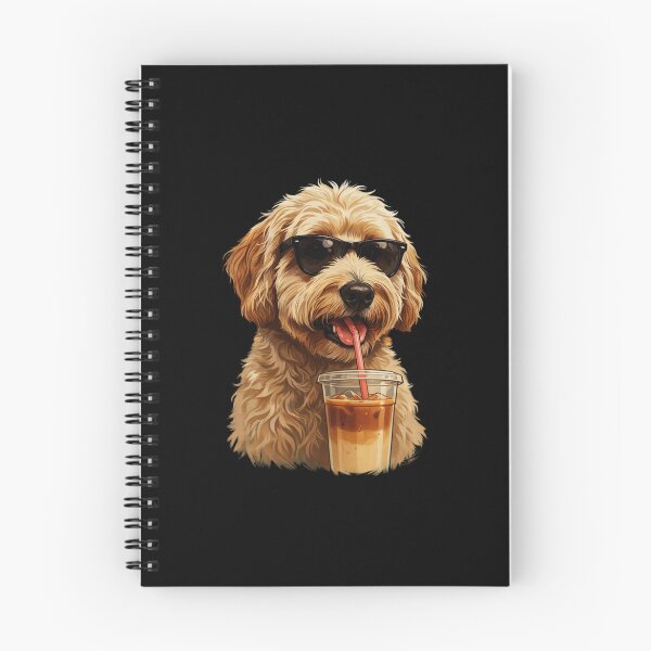 Item preview, Funny Goldendoodle Drinking Iced Coffee Dog With Sunglasses designed and sold by Dabbing Turtle Designs.