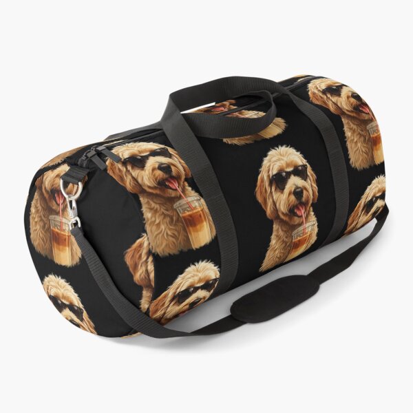 Item preview, Funny Goldendoodle Drinking Iced Coffee Dog With Sunglasses designed and sold by Dabbing Turtle Designs.