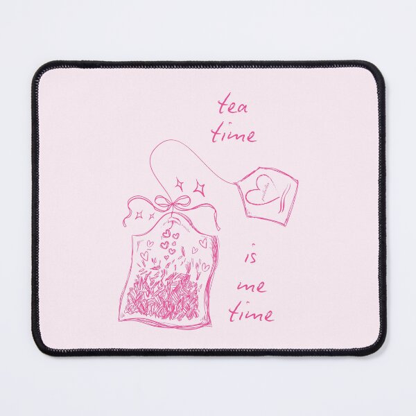 Item preview, "Tea Time Is Me Time" Pink Aesthetic Tea Enthusiast Sketch Design, Teabag Illustration with Hearts and Sparkles designed and sold by SpringTeaDesigns.
