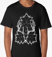 Decay Geometric Deer Skull - White Print Long T-Shirt
