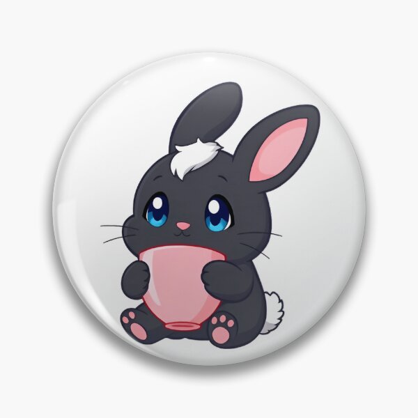 Item preview, Cute kawaii black bunny with a pink cup 18 designed and sold by ChameleonStars.