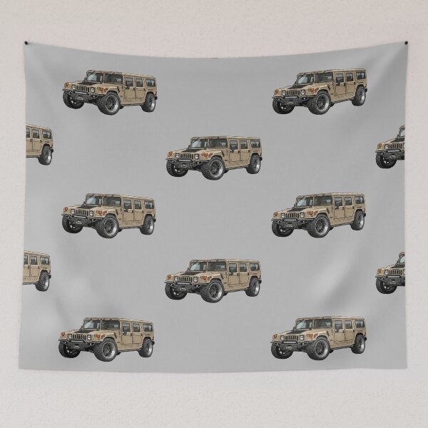 Item preview, Custom Hummer H1 Alpha Wagon Lowered Tan Street Truck Illustration designed and sold by Motorline44.