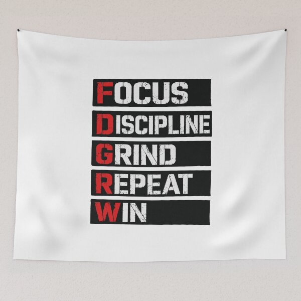 Item preview, Focus Discipline Grind Repeat Win Gym Motivation Fitness Quote designed and sold by Digistore1221.