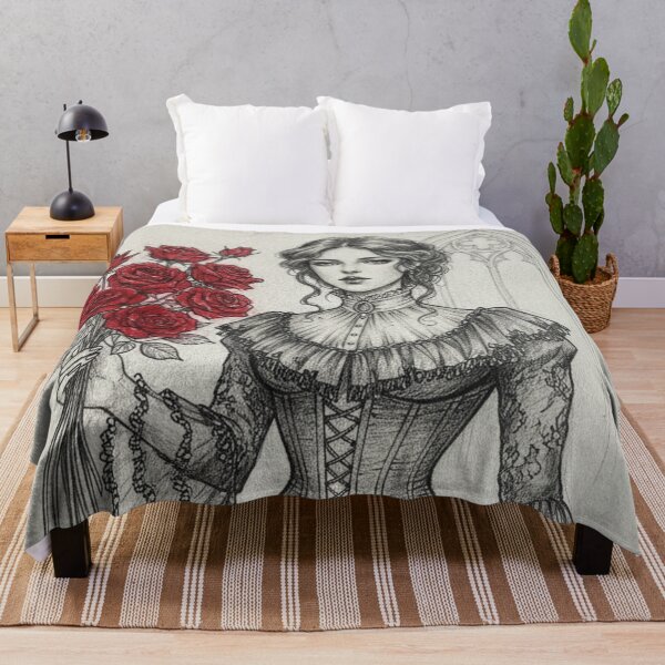 Item preview, Victorian Lady with Red Roses | Romantic Gothic Illustration designed and sold by HeyHas.