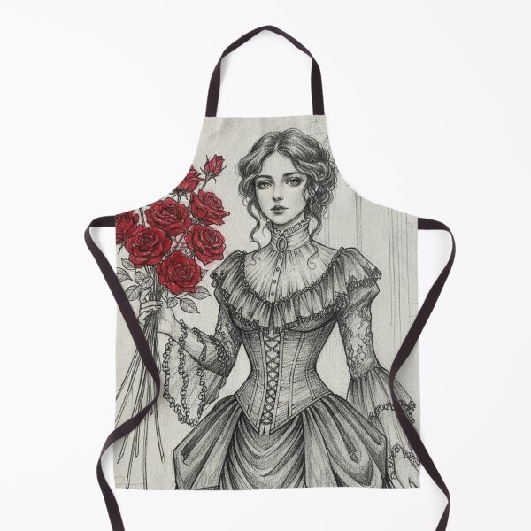 Item preview, Victorian Lady with Red Roses | Romantic Gothic Illustration designed and sold by HeyHas.