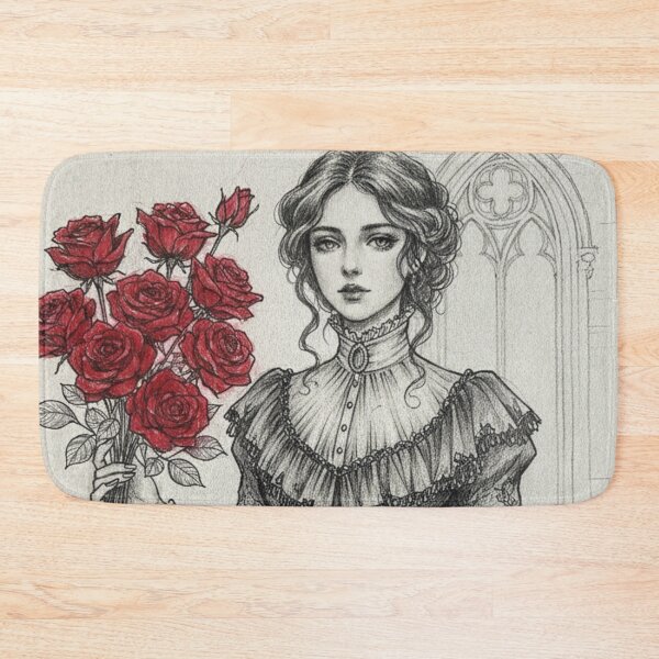 Item preview, Victorian Lady with Red Roses | Romantic Gothic Illustration designed and sold by HeyHas.