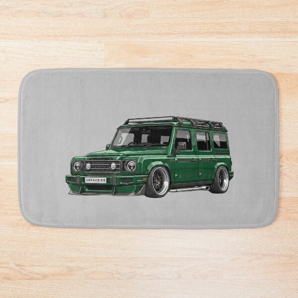 Artikelvorschau, Illustration eines individuell angepassten, tiefergelegten grünen Ineos Grenadier Widebody SUV entworfen und verkauft von Motorline44.