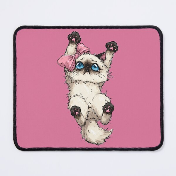 Item preview, Kawaii Blue Eyed Cat Pink Bow designed and sold by Moody Vibes Studio.