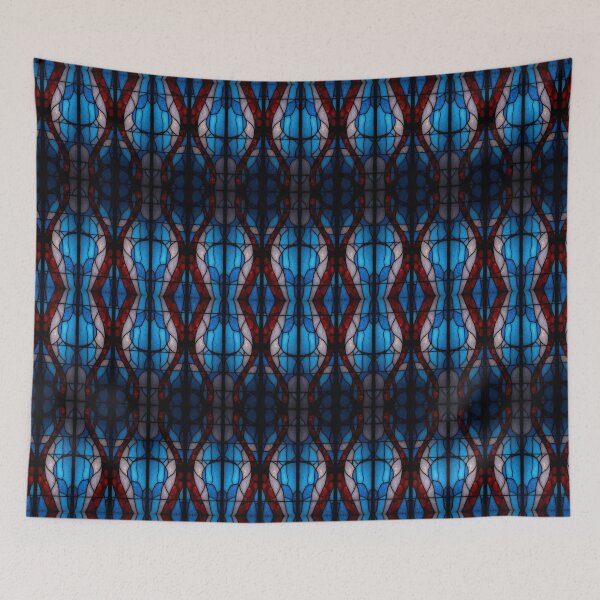 Item preview, Blue Red Stained Glass Pattern Seamless Geometric Mosaic Design designed and sold by Sachie's Studio.
