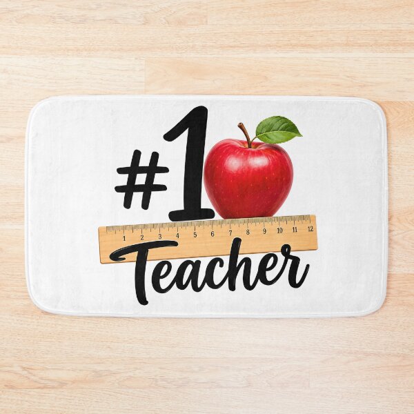 Item preview, #1 Teacher – Apple & Ruler Teacher Appreciation Gift designed and sold by Stubblejumper Artworks.
