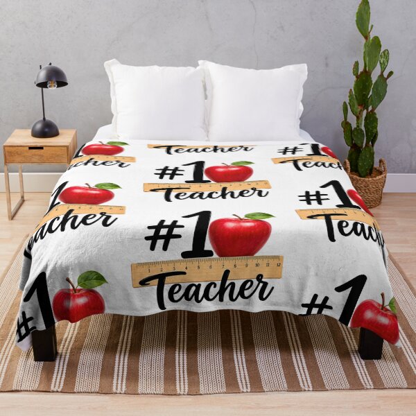 Item preview, #1 Teacher – Apple & Ruler Teacher Appreciation Gift designed and sold by Stubblejumper Artworks.