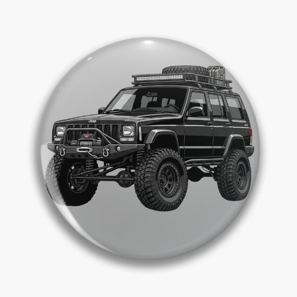Item preview, Custom Jeep Cherokee XJ Overlanding Lifted Black 4x4 SUV Illustration designed and sold by Motorline44.