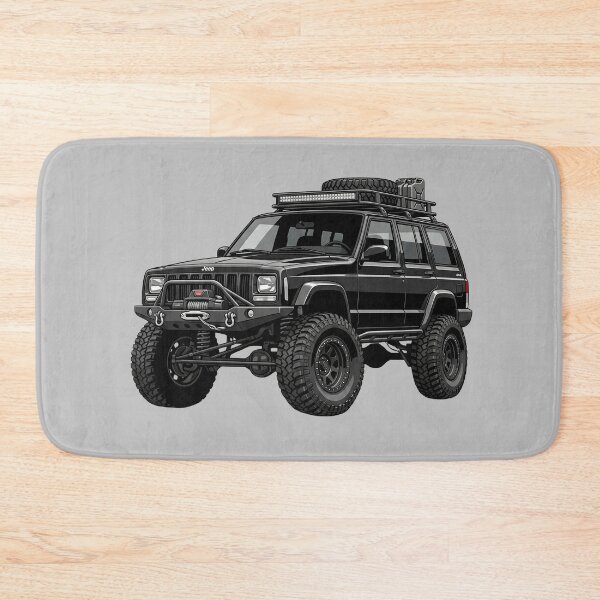 Item preview, Custom Jeep Cherokee XJ Overlanding Lifted Black 4x4 SUV Illustration designed and sold by Motorline44.
