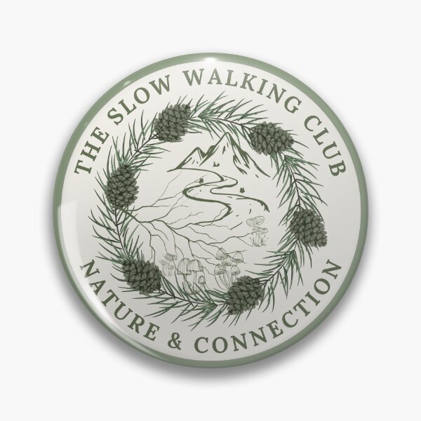 Item preview, The Slow Walking Club Nature and Connection Vintage Mountain Badge designed and sold by Digital-Thought.