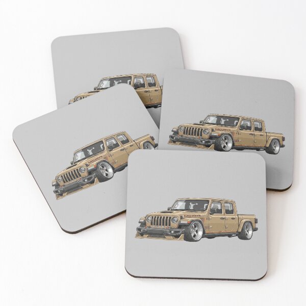 Artikelvorschau, Illustration eines tiefergelegten, beigen Jeep Gladiator Mojave Sport Trucks entworfen und verkauft von Motorline44.