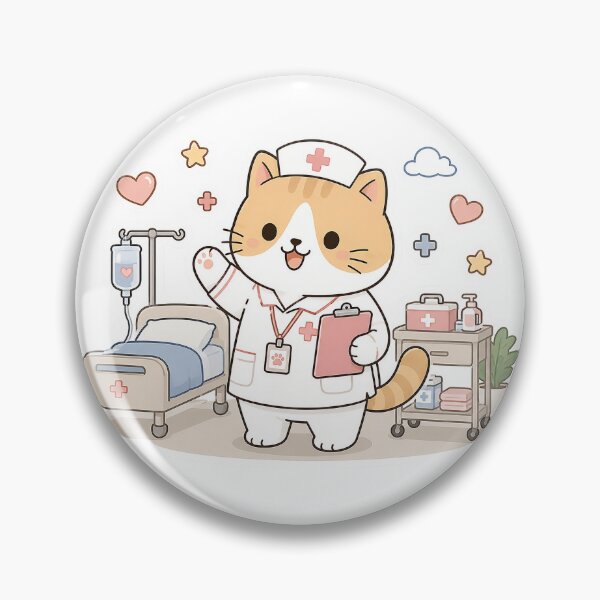 Item preview, Cute Nurse Cat Kawaii Veterinary Clinic Hospital Sticker Art designed and sold by NoopnyangStudio.