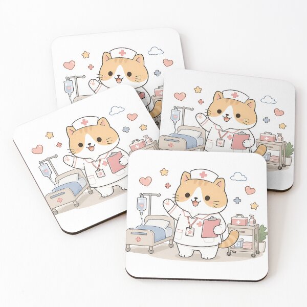 Item preview, Cute Nurse Cat Kawaii Veterinary Clinic Hospital Sticker Art designed and sold by NoopnyangStudio.