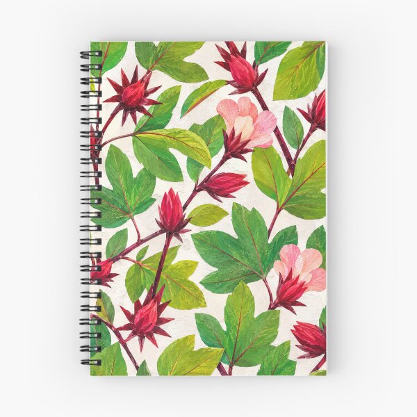 Item preview, Roselle Hibiscus Botanical Seamless Pattern, Tropical Herbal Flower Collage, Hibiscus Sabdariffa Leaves, Cottagecore Garden Floral Design designed and sold by SWSandraWechner.