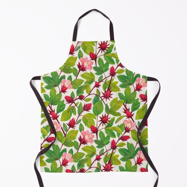 Item preview, Roselle Hibiscus Botanical Seamless Pattern, Tropical Herbal Flower Collage, Hibiscus Sabdariffa Leaves, Cottagecore Garden Floral Design designed and sold by SWSandraWechner.