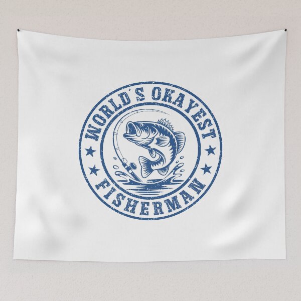 Item preview, Worlds Okayest Fisherman Vintage Retro Badge Bass Fishing designed and sold by Dmetalx Art Apparel.