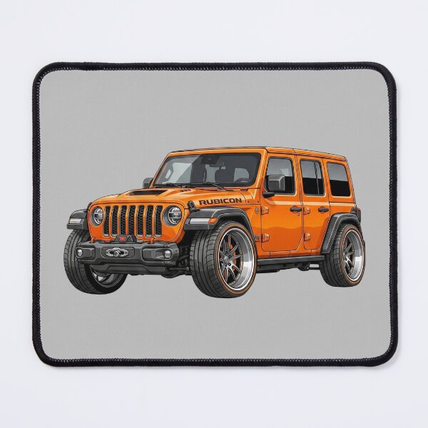 Item preview, Custom Jeep Wrangler JL Rubicon Lowered Orange 4x4 SUV Illustration designed and sold by Motorline44.
