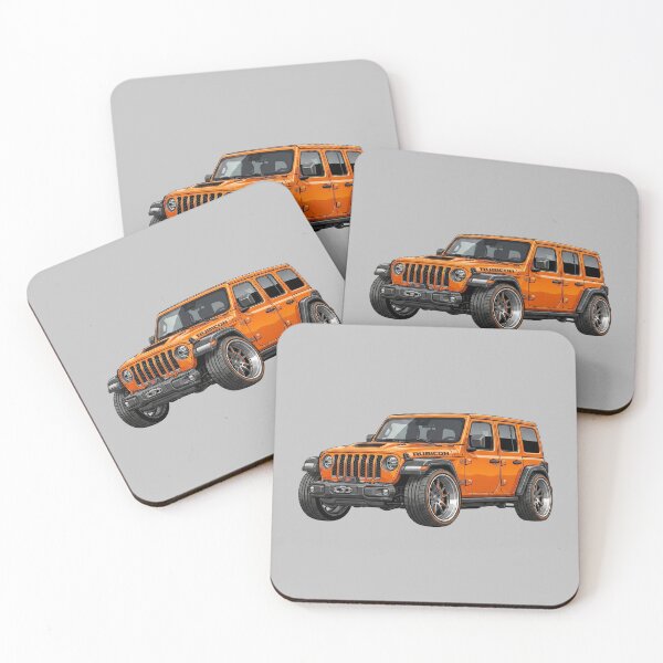Item preview, Custom Jeep Wrangler JL Rubicon Lowered Orange 4x4 SUV Illustration designed and sold by Motorline44.