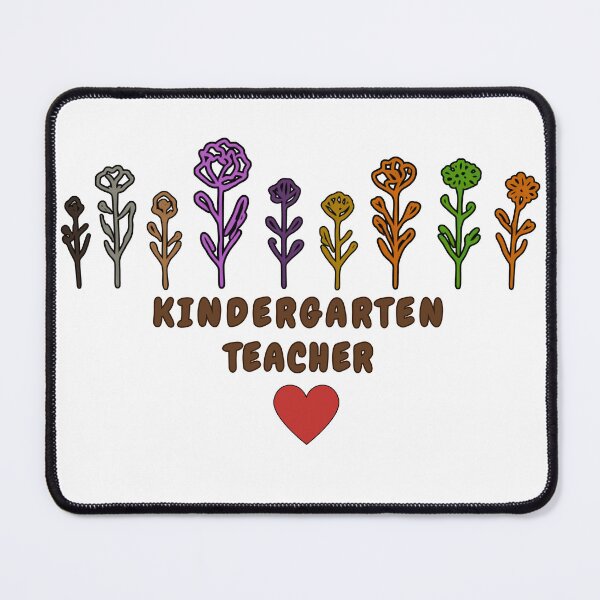 Item preview, Colorful flower‑themed “Kindergarten Teacher” design with bold lettering and a heart. Cute, cheerful, and perfect for teacher gifts and classroom decor. designed and sold by laughingshirts.