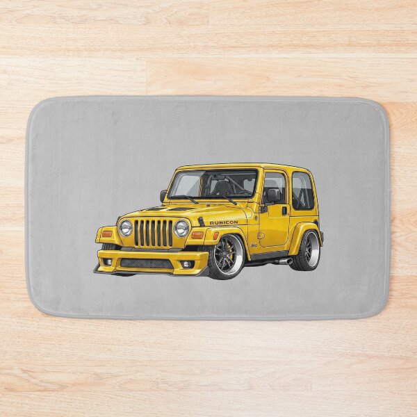 Item preview, Custom Jeep Wrangler Yellow Lowered Slammed Street Car Illustration designed and sold by Motorline44.