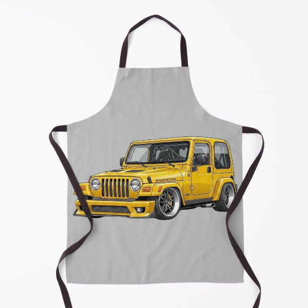 Item preview, Custom Jeep Wrangler Yellow Lowered Slammed Street Car Illustration designed and sold by Motorline44.