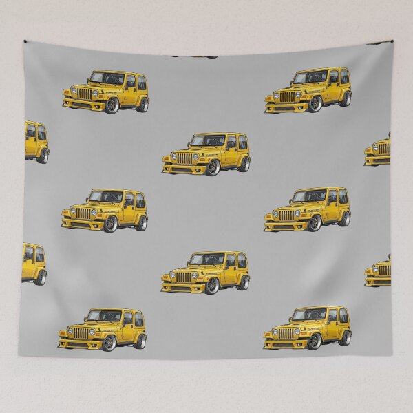 Item preview, Jeep Wrangler Custom Amarillo Camioneta Baja Urbana Ilustración designed and sold by Motorline44.