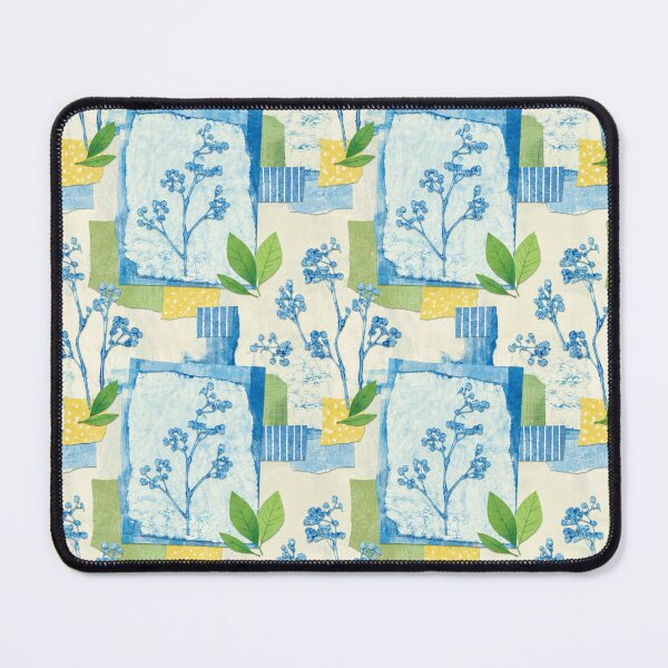 Item preview, Blue Botanical Cyanotype Collage Seamless Pattern | Whimsical Wildflower Nursery Wallpaper designed and sold by SWSandraWechner.