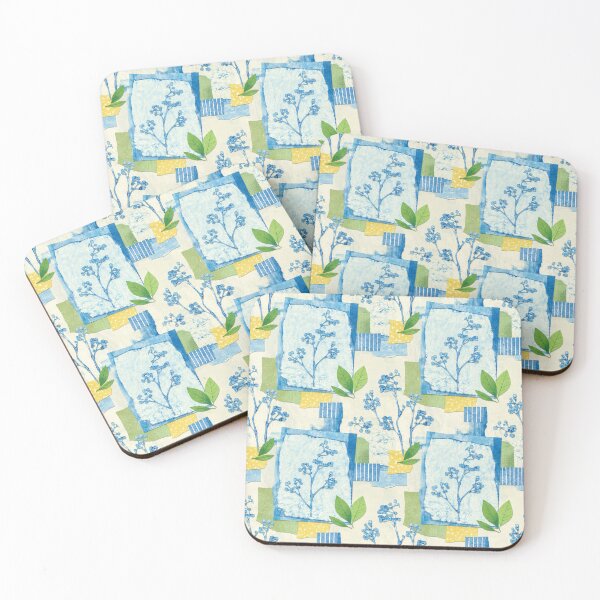 Item preview, Blue Botanical Cyanotype Collage Seamless Pattern | Whimsical Wildflower Nursery Wallpaper designed and sold by SWSandraWechner.
