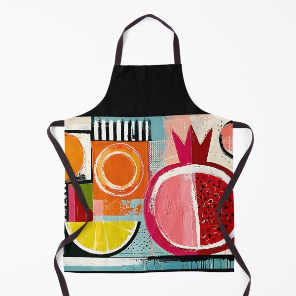 Item preview, Geometric Fruit Mosaic - Pomegranate and Vibrant Forms in Bold Contemporary Color designed and sold by OlfactoART Studio.