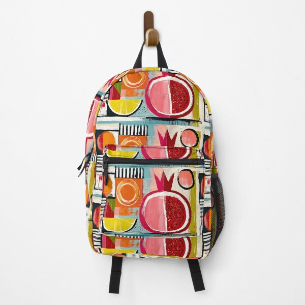 Item preview, Geometric Fruit Mosaic - Pomegranate and Vibrant Forms in Bold Contemporary Color designed and sold by OlfactoART Studio.