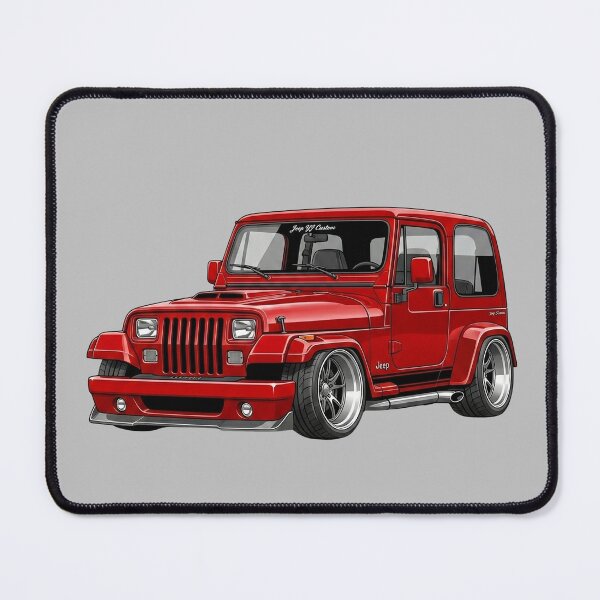 Item preview, Custom Jeep Wrangler YJ Lowered Red Slammed Street Truck Illustration designed and sold by Motorline44.