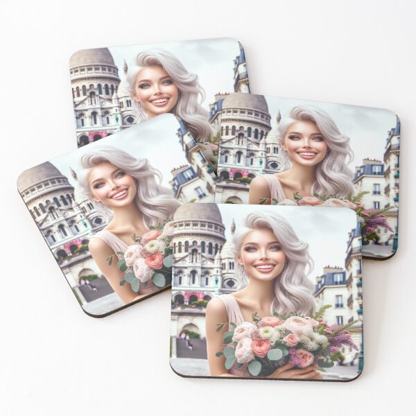 Item preview, Paris Romance Blonde Woman Bouquet at Sacre Coeur Basilica designed and sold by UmSkelig834.