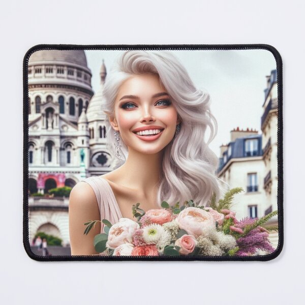 Item preview, Paris Romance Blonde Woman Bouquet at Sacre Coeur Basilica designed and sold by UmSkelig834.