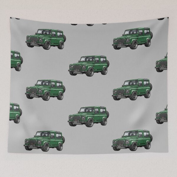 Item preview, Custom Land Rover Defender 90 Lowered Green Slammed SUV Illustration designed and sold by Motorline44.