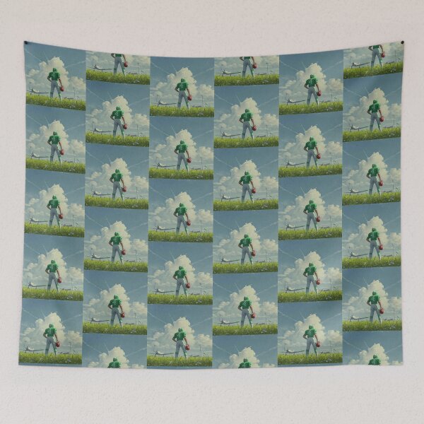 Item preview, Vintage American Football Quarterback Airfield Art Green Kit designed and sold by 67prints.