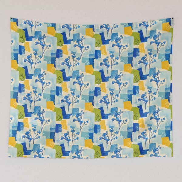 Item preview, Blue Botanical Collage Seamless Pattern | Handcrafted Wildflower Repeat | Children’s Book Style Floral Surface Design designed and sold by SWSandraWechner.