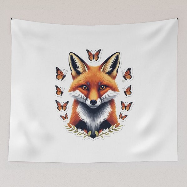Item preview, Fox and butterflies designed and sold by kidoramagic.