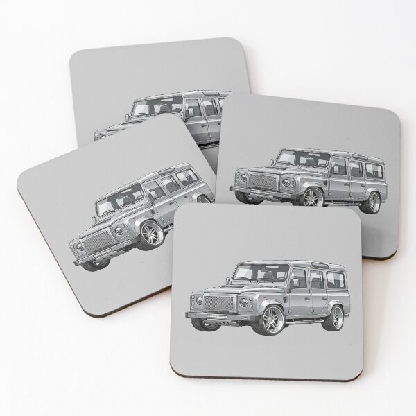 Item preview, Custom Land Rover Defender 110 Lowered Silver Slammed SUV Illustration designed and sold by Motorline44.