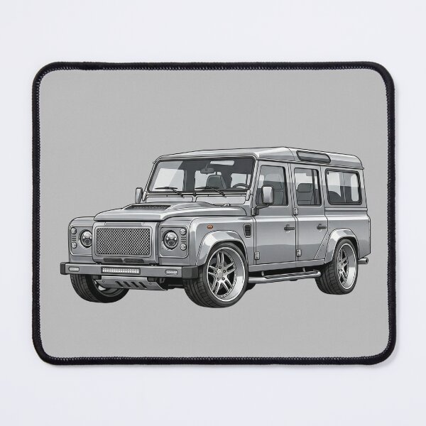 Item preview, Custom Land Rover Defender 110 Lowered Silver Slammed SUV Illustration designed and sold by Motorline44.